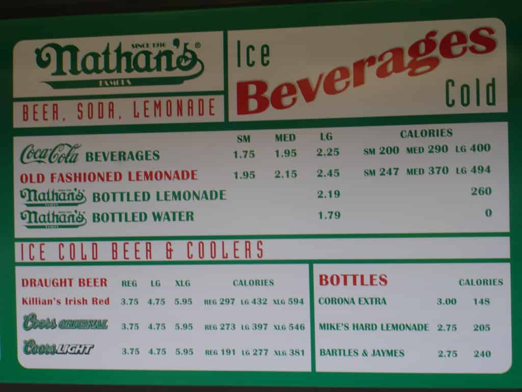 a restaurant menu with calorie labels
