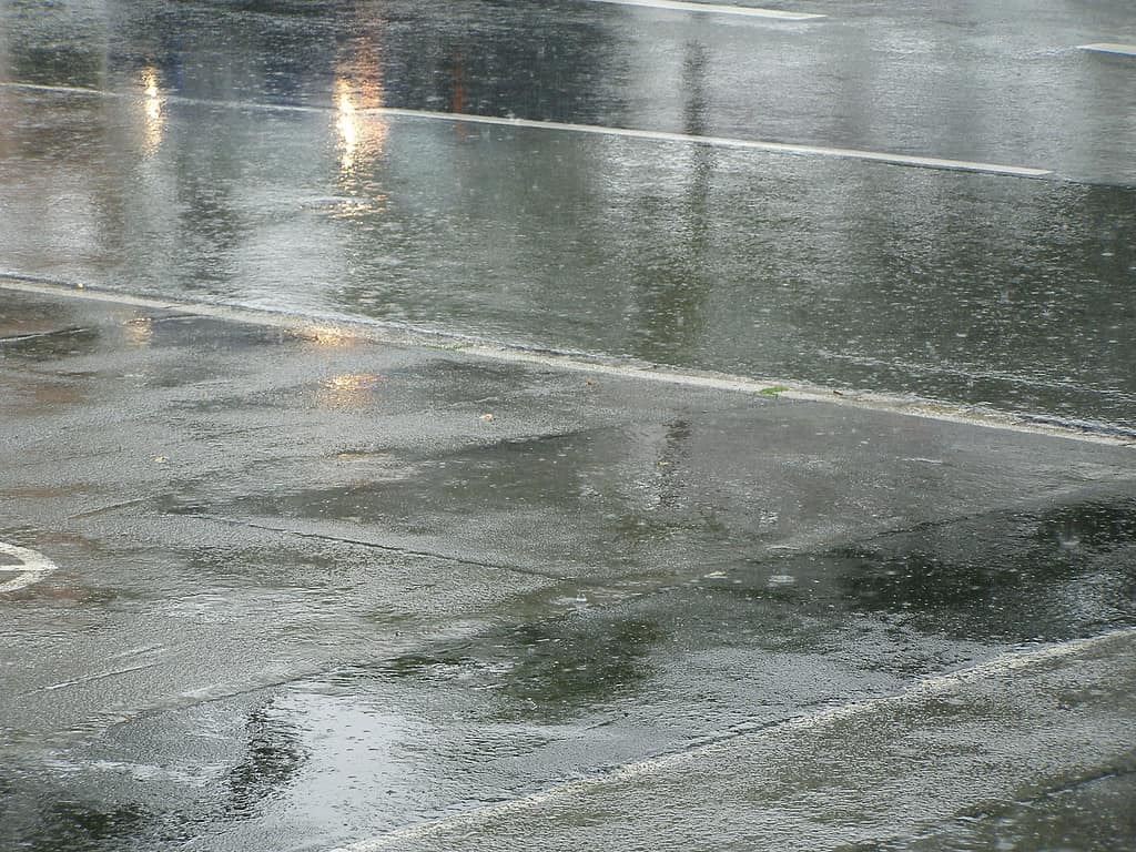 a wet pavement