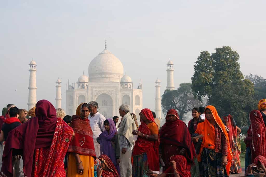 A group of people is seen walking in India