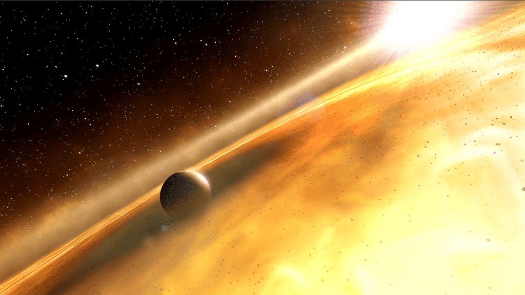 Illustration of exoplanet close to star