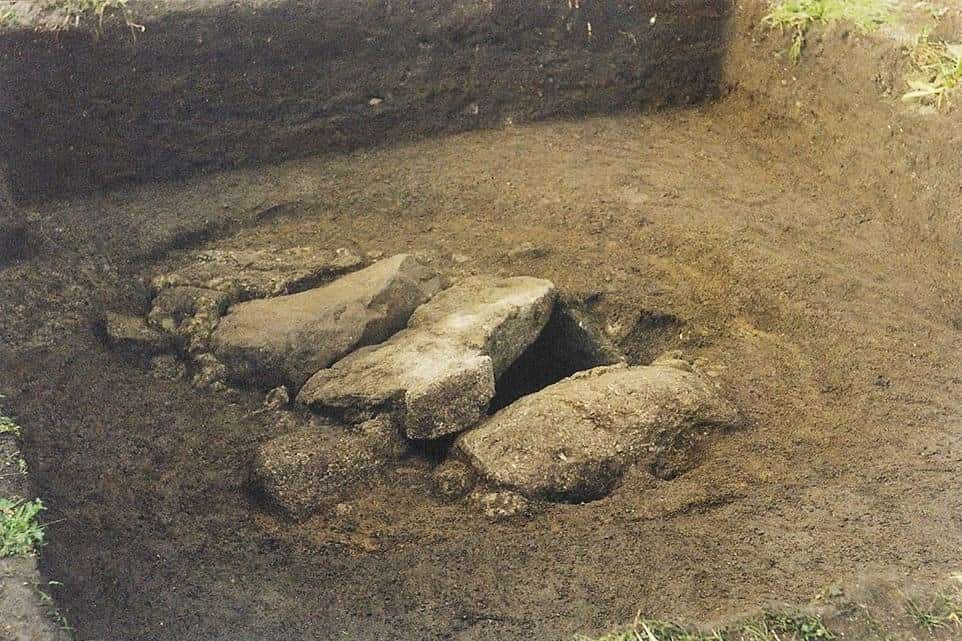 The Bryher burial with capstones in place 