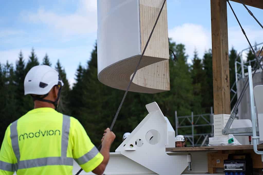 Wood wind turbine assembly