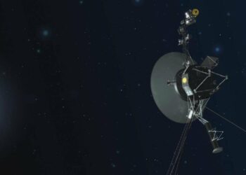 Artist concept showing NASA’s Voyager spacecraft against a backdrop of stars. Image credits: NASA/JPL-Caltec