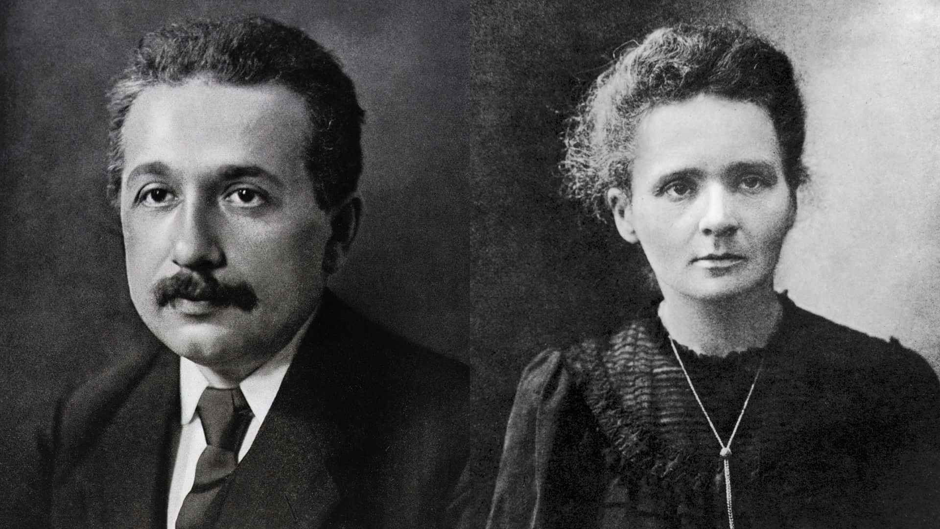 old picture collage of albert einstein and marie curie. 