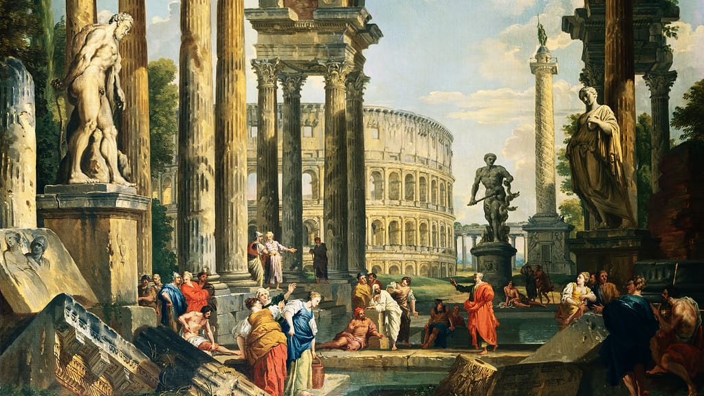 A Capriccio of Classical Ruins by Giovanni Paolo Panini. Credit: Public Domain. 