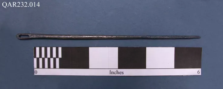 A silver needle found in the shipwreck would have been useful during surgeries to sew wounds up NORTH CAROLINA DEPARTMENT OF CULTURAL RESOURCES
