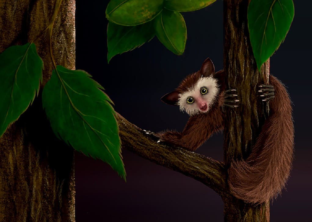 Illustration of Ekgmowechashala, the last primate to inhabit North America before humans. 