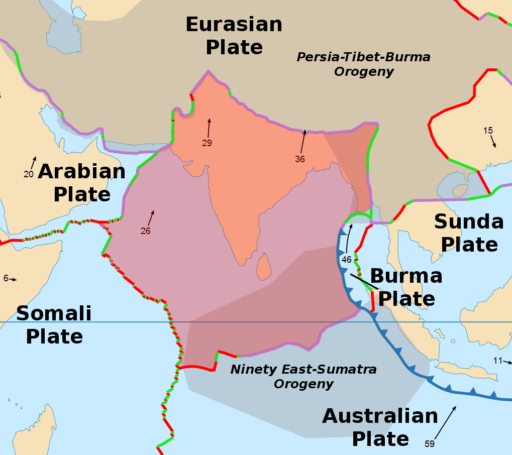 map of  asian tectonic plates