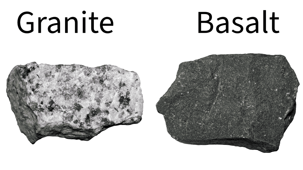 granite and basalt rocks