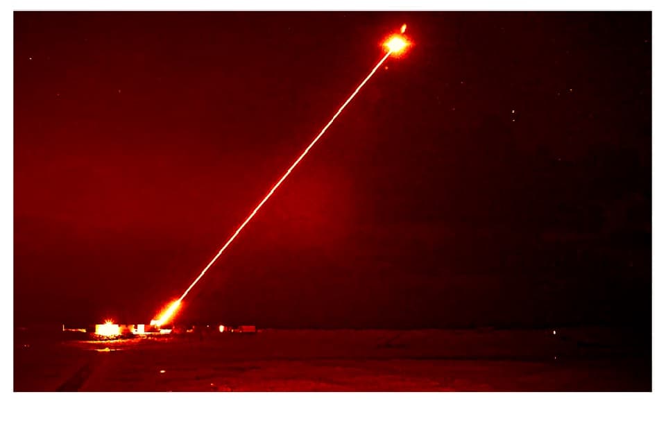 Laser being fired from base