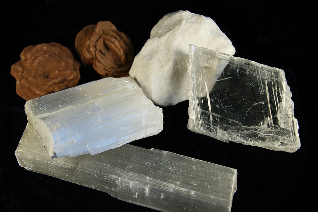 Various gypsum minerals.