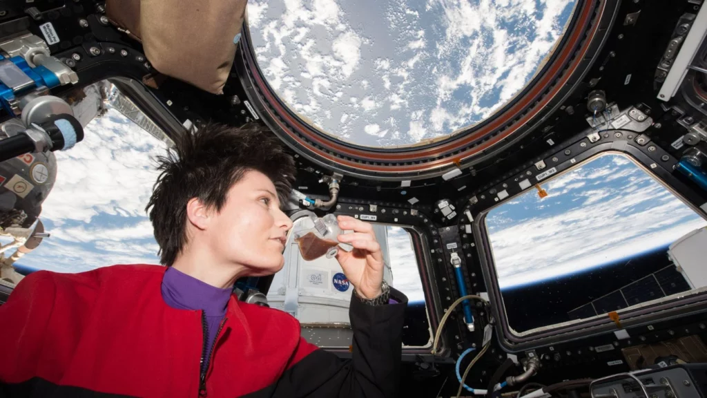 drinking coffee on ISS