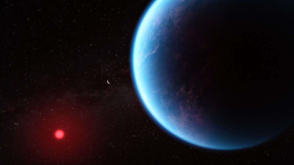 Depiction of water world planet K2-18
