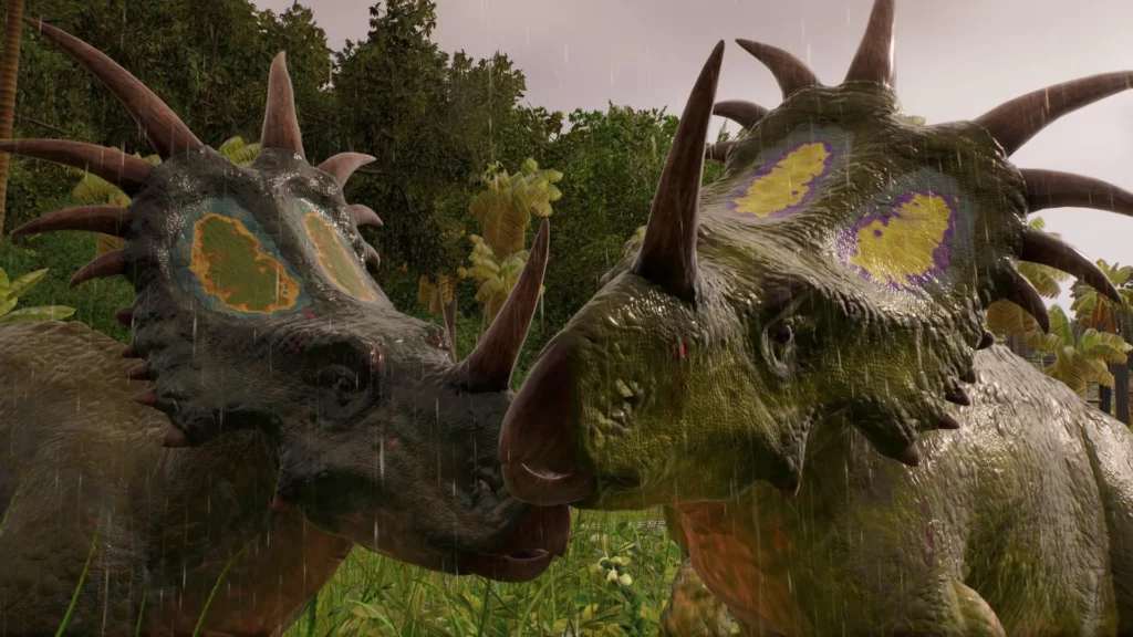 Two Styracosaurus displaying social behavior