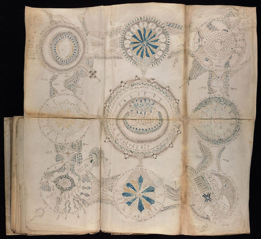 9 rosettes diagram of Voynich Manuscript